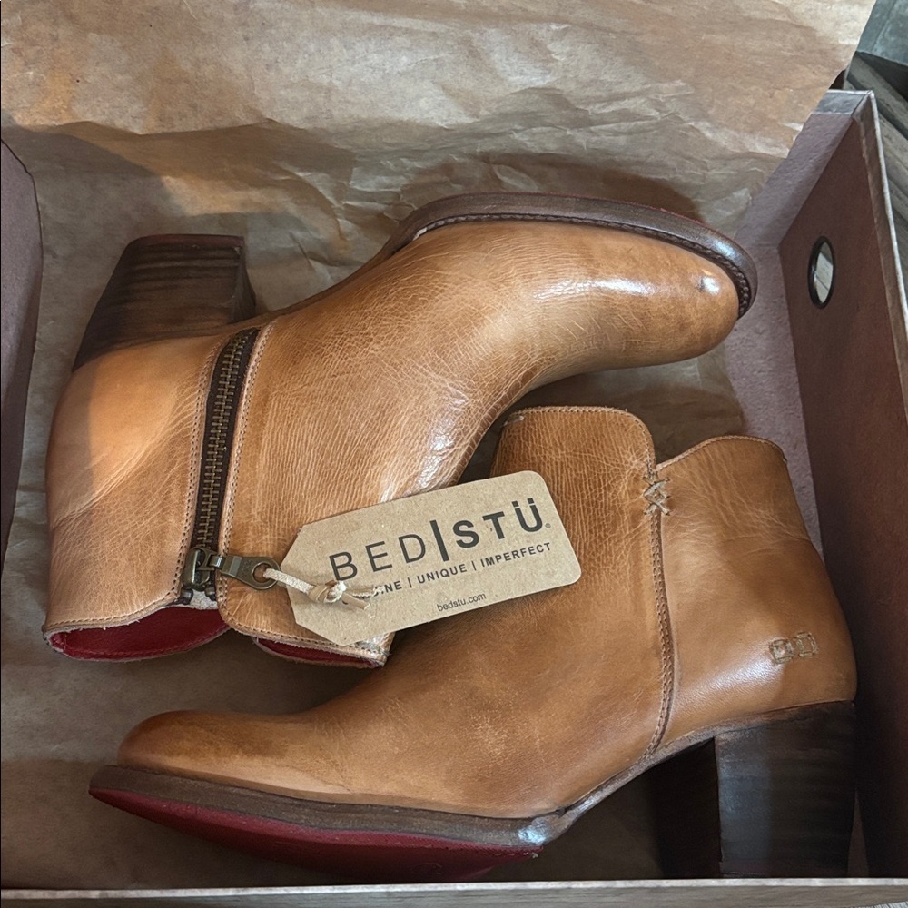 Bed Stu Yell Leather Ankle Boots Rustic Tan Size 8.5 or 9.5 - Picture 8 of 9